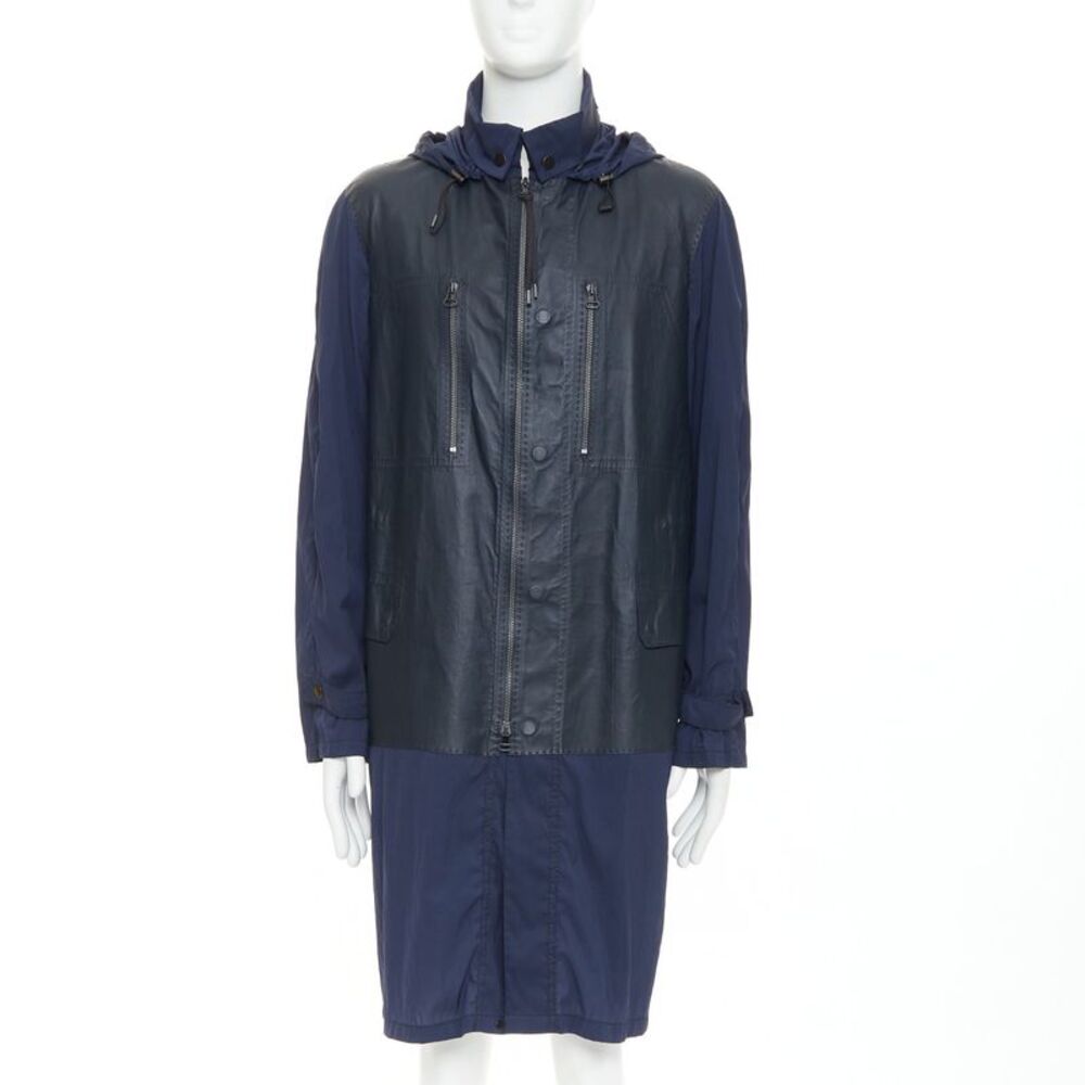Lanvin Leather Panels Nylon Anorak Coat